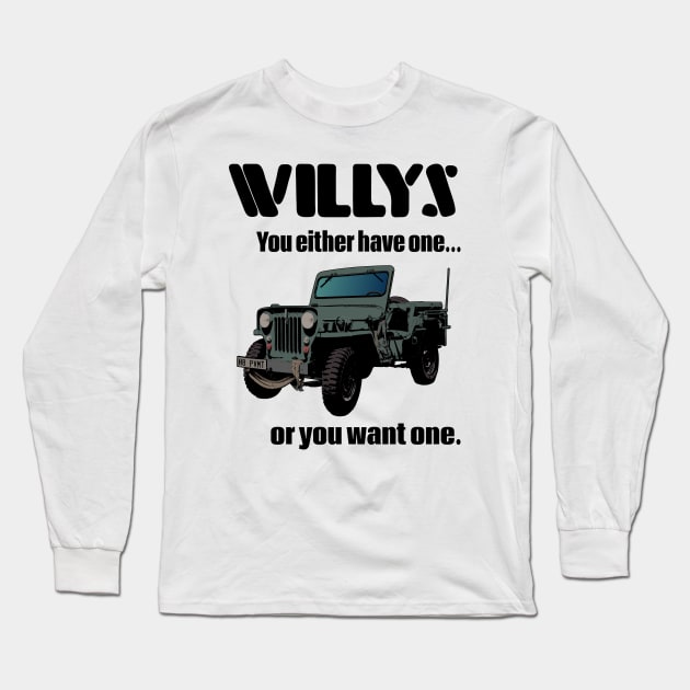 Willys Jeep Long Sleeve T-Shirt by SunGraphicsLab